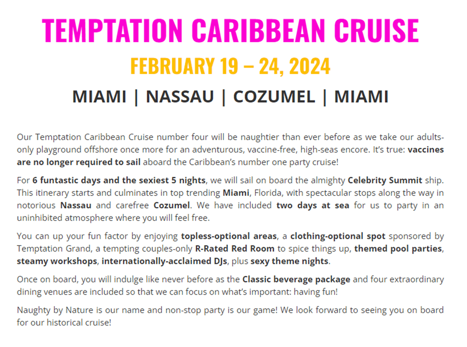 2024 Temptation Singles Cruise